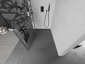 Mexen Kioto+, sprchová zástena Walk-In s poličkou a vešiakom 70 x 200 cm, 8mm číre sklo biely vzor, grafitový profil, 800-070-121-95-85