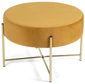 Noela Zamatový puf so zlatou základňou MORO žltý