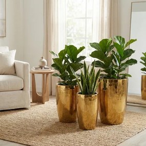 Sada 3 ks keramických květináčů NEVA GOLD XII zlatá