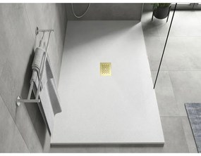 Mexen Hugo, obdĺžniková sprchová vanička SMC 180 x 100 cm, biela, zlatá krytka, 42101018-G