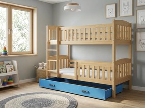 Poschodová posteľ KUBO 190x90 | borovica - modrá