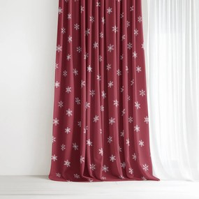 Goldea vianočný záves luca - snehové vločky na červenej 220x150 cm