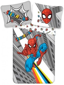 Jerry Fabrics - Chlapčenské bavlnené posteľné obliečky Spiderman MARVEL - šedé / 140 x 200 cm + 70 x 90 cm