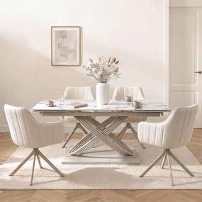 Vintino Rozkladací stôl RONNY 160–240 cm Biely mramor / kašmír