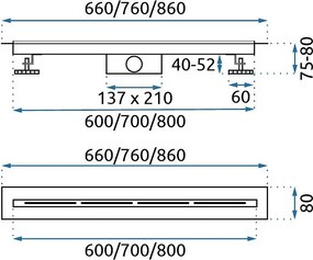 Rea Filo, odtokový žľab 70cm, oceľová, KPL-G6801