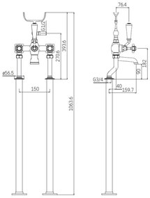 BATH DELUXE 28-108-01-60-00 - Voľne stojacia vaňová sada s batériou 106,3 cm chróm
