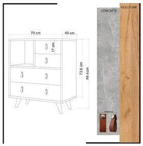 Komoda WITLOF 87x70 cm hnedá/šedá
