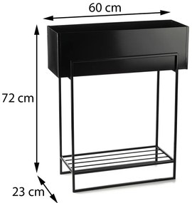 KOVOVÝ KVETINÁČ SO STOJANOM RECT 72X23X60 CM ČIERNA