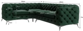 Tmavozelená zamatová rohová pohovka (ľavý roh/do L) Chelsea – Ropez