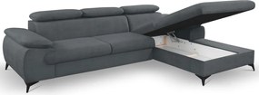 Rohová sedacia súprava Scala, ocelovo šedá látka, pravý roh