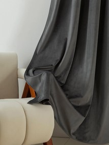 Zamatové zatemňovacie závesy Cesar tmavo sivé - 140 x 160 cm (2ks) - riasiaca stuha