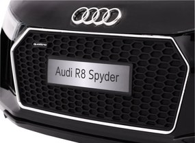 Ramiz Elektrické autíčko Audi R8 Spyder pre deti lakované čierne + diaľkové ovládanie + EVA + pomalý štart + rádio MP3 + LED