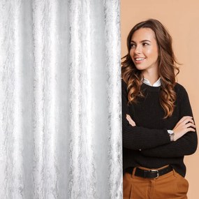 Dekorstudio Hotový tieniaci záves ELISE s lesklou potlačou na kolieskach - biely