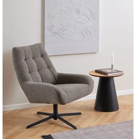 Čierno-prírodný okrúhly konferenčný stolík s doskou v dubovom dekore ø 45 cm Soli – Actona