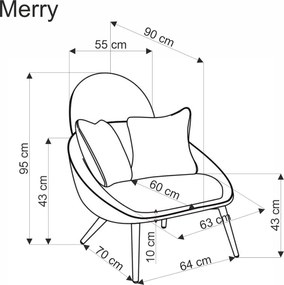 Dizajnové kreslo MERRY krémové