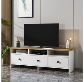 TV stolík/skrinka Ossa (biela + dub zafírový). Akcia -19%. Vlastná spoľahlivá doprava až k Vám domov. 1088863