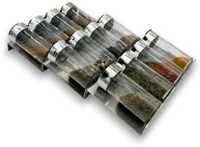 Orion Sada 16ks koreničiek SPICE BLACK 100ml + 4ks nerezový organizér na koreničky VASKY - NEREZ (nízky) + sada 24ks štítkov