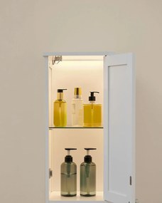 Kúpeľňová skrinka s osvetlením, vysoká, 30 x 30 x 170 cm, biela