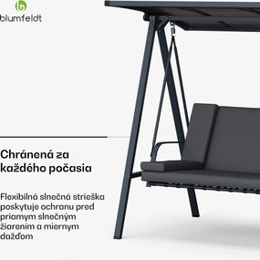 Blumfeldt LuxeLounge, hollywoodska hojdačka, 3-miestna, individuálne nastaviteľná, oceľ s práškovou povrchovou úpravou, odolná voči poveternostným vplyvom