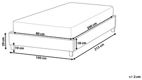 Čalúnená posteľ 90 x 200 cm svetlosivá ROANNE Beliani