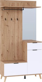 XXXLutz PREDSIEŇOVÝ NÁBYTOK, biela, dub artisan, 100/202/40 cm Xora - Predsieňové programy - 000017004801