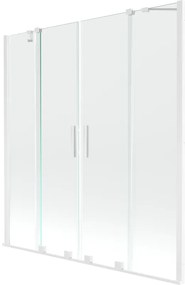 Mexen Velar Duo, 2-krídlová posuvná vaňová zástena 160 x 150 cm, 8mm číre sklo, biely profil, 896-160-000-02-20