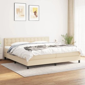 Boxspring posteľ s matracom krémová 200x200 cm látka 3140406
