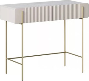 Toaletný stolík so zásuvkami Malmi 100 cm - kašmír / crema bianca / zlaté nožičky