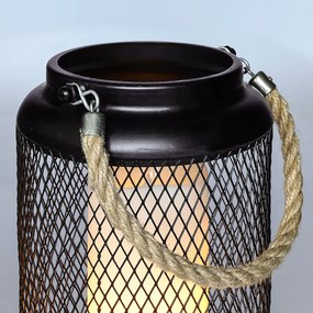 SOLIGHT Kovový lampáš s LED sviečkou, teplá biela, 3xAA, čierna, 20cm