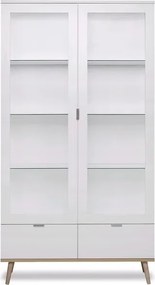 Vysoká vitrína Göteborg, biela / dub sonoma