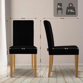 Sada 2 ks jedálenských stoličiek Ina látka cord, antik svetlá - čierna