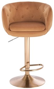 LuxuryForm DESIGN Barová stolička MONTANA VELUR na zlatom tanieri - hnedá