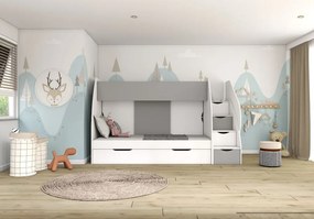 Detská poschodová posteľ MARTIN - 200x80 cm - biela/sivá