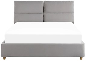 Zamatová posteľ s úložným priestorom 140 x 200 cm svetlosivá BATILLY Beliani