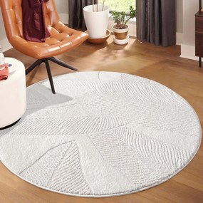 Dekorstudio Moderný okrúhly koberec LOUNGE 0629 - krémový Priemer koberca: 160cm