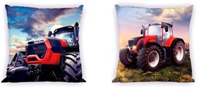 DETSKÁ DEKORAČNÁ OBLIEČKA NA VANKÚŠ TRACTOR 40X40 CM VZOROVANÁ