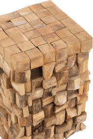 Prírodný odkladací stôl z teakových klátikov Disos - 30*30*45cm