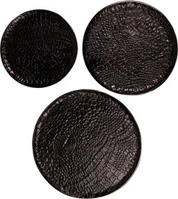 3ks čierny kovový dekoratívny podnos/ tácka - Ø 40*2 / Ø 35*2 / Ø 29*2 cm
