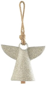 Strieborný kovový zvonček s korálkami Angel - 17*9*28 cm