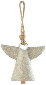 Strieborný kovový zvonček s korálkami Angel - 17*9*28 cm