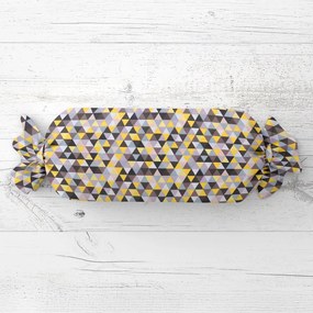 Biante Vankúš valec bonbon Sandra SA-218 Žlto-hnedo-ružové trojuholníčky 15x60 cm