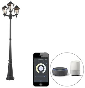 Inteligentná vonkajšia lampa čierna 3-svetlo vrátane Wifi ST64 - New Orleans