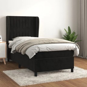 Posteľný rám boxspring s matracom čierny 80x200 cm zamat 3129299