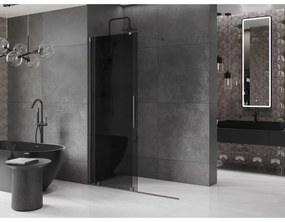 Mexen Velar, sprchová zástena s posuvnými dverami Walk-in 150 x 200 cm, 8mm šedé sklo, grafit brúsený, 871-150-000-43-66