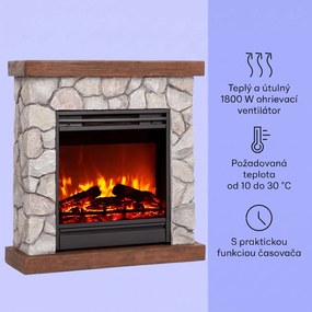 Klarstein Lienz, elektrický krb, 1800 W, vzhľad kameňa, diaľkové ovládanie, hnedý