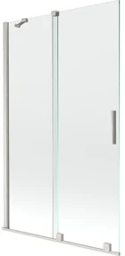 Mexen Velar, 2-krídlová posuvná vaňová zástena 110 x 150 cm, 8mm číre sklo, brúsená oceľ, 896-110-000-01-97