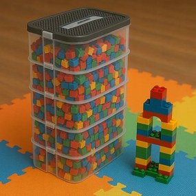 Kruzzel 25759 Úložný box na stavebnici, 35 l, 5 pater