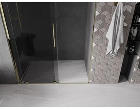 Mexen Velar, posuvné sprchové dvere do otvoru 150 cm, 8mm šedé sklo, zlatá lesklá, 871-150-000-41-50