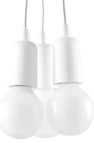 Závesné svietidlo Diego 3, biele telo svietidla