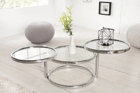 Odkladací stolík Art Deco 3 úrovne strieborný